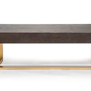 Savonnerie Coffee Tables for Living Room, Small Coffee Table with Gold Legs, Oak Top, 42" L x 21" W x 15" H