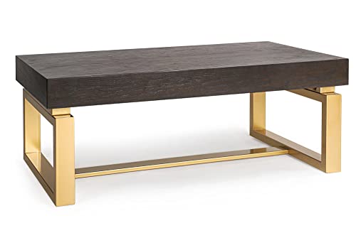 Savonnerie Coffee Tables for Living Room, Small Coffee Table with Gold Legs, Oak Top, 42" L x 21" W x 15" H