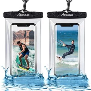 acrosssea [2 pack] waterproof phone pouch[up to 7"], ipx8 universal waterproof dry bag underwater case with lanyard compatible with iphone 14 pro/13/12/11/xr/x/8, galaxy s23, pixel/oneplus - clear