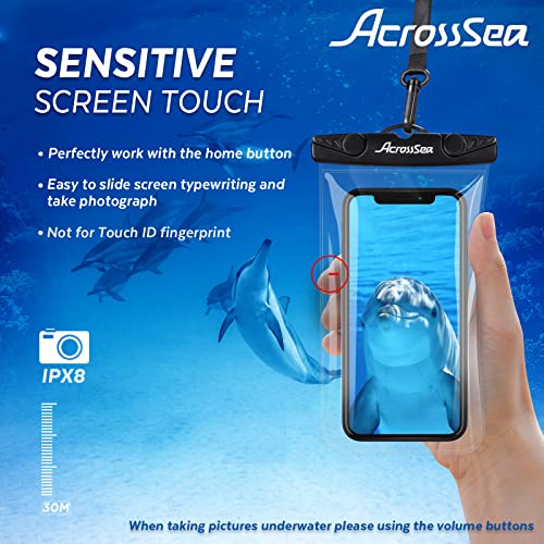 AcrossSea [2 Pack] Waterproof Phone Pouch[Up to 7"], IPX8 Universal Waterproof Dry Bag Underwater Case with Lanyard Compatible with iPhone 14 Pro/13/12/11/XR/X/8, Galaxy S23, Pixel/OnePlus - Clear