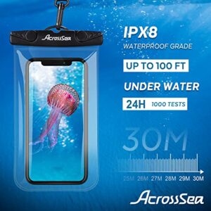 AcrossSea [2 Pack] Waterproof Phone Pouch[Up to 7"], IPX8 Universal Waterproof Dry Bag Underwater Case with Lanyard Compatible with iPhone 14 Pro/13/12/11/XR/X/8, Galaxy S23, Pixel/OnePlus - Clear