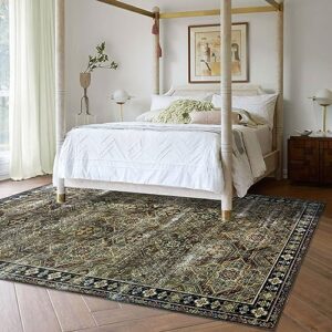 decomall baola large area rugs, vintage carpet for living room bedroom, olive 7'6''x9'6''