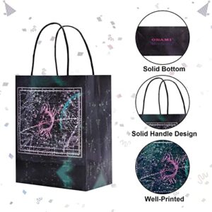 Obami Glow in the Dark Gift Bag with Creative Luminous Constellation Design, 24 pcs include 12 Paper Kraft Bags of 3 Different Sizes & 12 Wrapping Papers