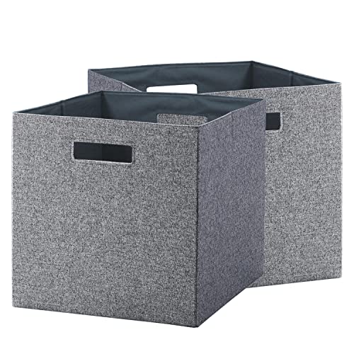 Deahun Better Homes & Gardens Fabric Cube Storage Bins (12.75" x 12.75"), Washed Indigo, 2 Pack (Gray)