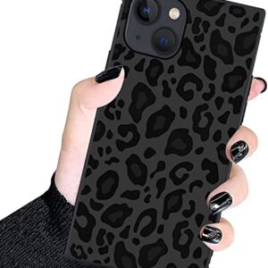 ZHUXUXITT Luxury Square Case for iPhone 13,Fashion Elegant Women Girls,Hard PC+Soft Silicone is Shock-Proof and Skid-Proof Protective Case-Black Gray Leopard Print, 13(6.1 inch)