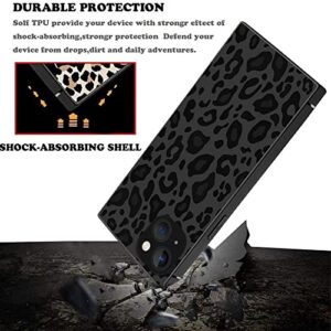 ZHUXUXITT Luxury Square Case for iPhone 13,Fashion Elegant Women Girls,Hard PC+Soft Silicone is Shock-Proof and Skid-Proof Protective Case-Black Gray Leopard Print, 13(6.1 inch)