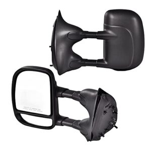 cheda manual towing side view mirrors, compatible with 1999-2016 ford f250 f350 f450 super duty left & righ, black