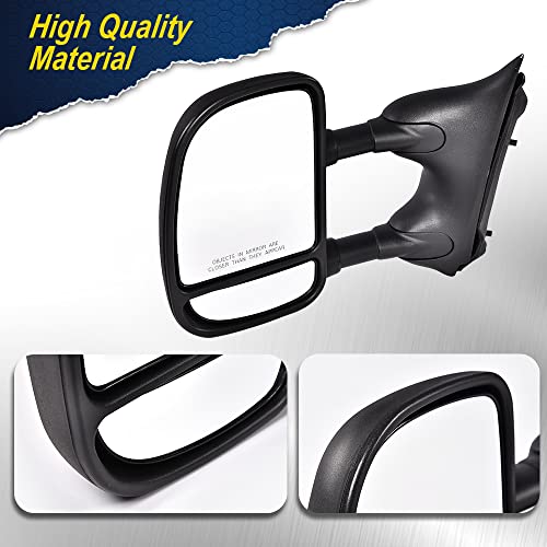 CHEDA Manual Towing Side View Mirrors, Compatible with 1999-2016 Ford F250 F350 F450 Super Duty Left & Righ, Black