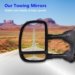 CHEDA Manual Towing Side View Mirrors, Compatible with 1999-2016 Ford F250 F350 F450 Super Duty Left & Righ, Black