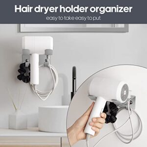WONZON Hair Dryer Holder Wall Mount Blow Dryer Hanger Stand Rack Countertop Hair Dryer Bracket Hair Tool Organizer Storage（Silver）