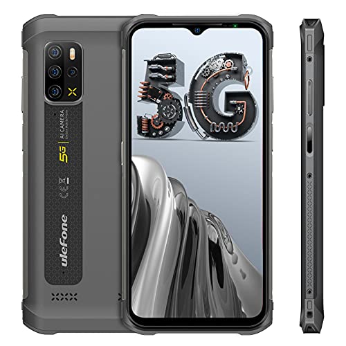 Ulefone Armor 12 5G Rugged Unlocked Android Smartphone, 8GB+128GB, 48MP Quad Rear Camera, IP68/IP69K, 5180mAh, 6.52” HD+, Dual SIM Dual 5G, Compass, GPS, Fingerprint, Rugged Cell Phone (Grey)