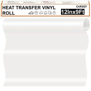 caregy iron on vinyl heat transfer vinyl roll htv (12''x9',white)