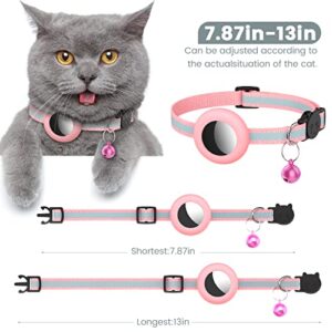 AirTag Cat Collar, Reflective Air Tag Cat Collar with Bell and Prefect Size Waterproof Airtag Holder Compatible with Apple Airtag, Cat Airtag Collar with Breakaway Safety Buckle for Kitten Puppy
