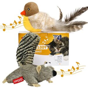 leffsofiz 2 pcs cat toys for indoor cats chirping bird cat toys interactive feather toy birds squeak kitten toys cat toy electronic bird toys for kittens