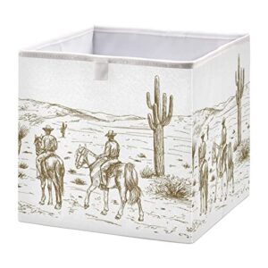 xigua western desert cowboys rectangle storage bin large collapsible storage box canvas storage basket for home,office,books,nursery,kid's toys,closet