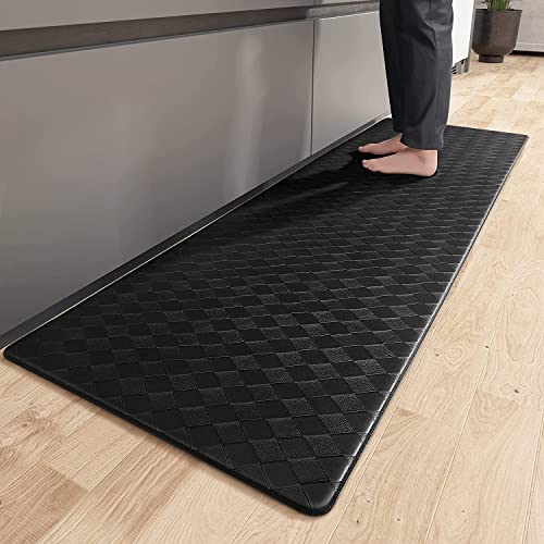 Color G Black Kitchen Mat Long Runner Kitchen Floor Mats Cushioned Anti Fatigue, 17”x71” Foam Comfort Kitchen Padded Mats for Standing, Waterproof Kitchen Sink Runner Rug