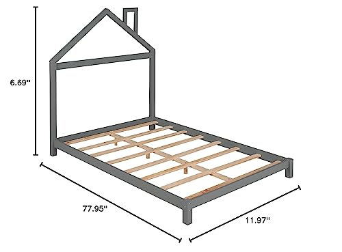 Merax Kids House Beds Full Wood Bed Frames for Boys,Girls, No Box Spring Need (Full, Gray)