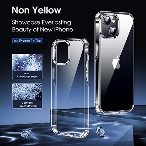 CASEKOO Crystal Clear for iPhone 14 Plus Case, [Not Yellowing] [Military Grade Drop Protection] Shockproof Protective Phone Case 6.7 inch 2022 (Clear)