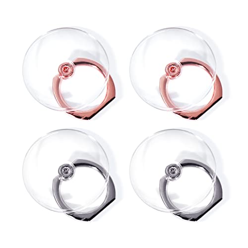 MOFIT Transparent Cell Phone Ring Holder 360°Rotation Finger Ring Stand Compatible with All Mobile Phones and Tablet Devices (2 * Rose Gold and 2 * Silver) (5TMZHK001)