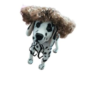 to ku too yuo dog brown wig dog short curly hair braids pet brown funny wigs for halloween christmas festival cosplay party dog cat birthday gifts