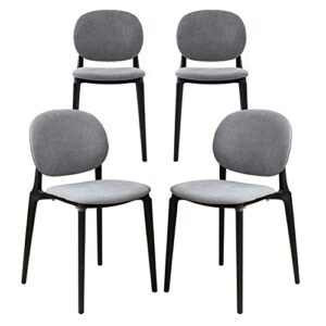 starway set of 4 dining chairs, upholstered side chairs with solid wood back, indoor-outdoor chairs for kitchen, dining, bedroom, living room, bistro, coffee shops and more (black & gray)