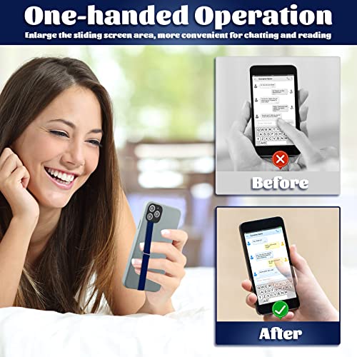 Phone Strap Holder for Hand, 3pcs Elastic Silicone Phone Strap for Back of Phone Case Phone Finger Grip Strap Holder Phone Holder Compatible with iPhone 14/14 Pro, Android Phone (210, 2 Black+Navy)