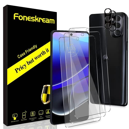 Foneskream [3+2 Pack] Compatible for Motorola Moto G Stylus 2022 Screen Protector + Camera Protector Tempered Glass (5G 6.8 inch) Case Friendly