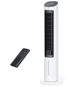 dreo evaporative air cooler, 40" tower fans that blow cold air, cooling fan with 80° oscillating, ice packs, touch and remote control, 3 modes, 3-speed quiet floor fan, white, large, dr-hec001-n