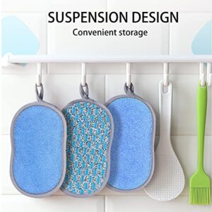 FYY (6 Pack) Scrub Sponges for Kitchen, Non-Scratch Scrub Sponges with Lanyard, Effortless Cleaning of Dishes, Pots and Pans All at Once, Multifunctional Magic Dishwashing Sponge