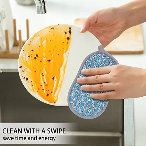 FYY (6 Pack) Scrub Sponges for Kitchen, Non-Scratch Scrub Sponges with Lanyard, Effortless Cleaning of Dishes, Pots and Pans All at Once, Multifunctional Magic Dishwashing Sponge