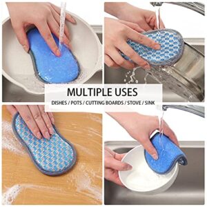 FYY (6 Pack) Scrub Sponges for Kitchen, Non-Scratch Scrub Sponges with Lanyard, Effortless Cleaning of Dishes, Pots and Pans All at Once, Multifunctional Magic Dishwashing Sponge