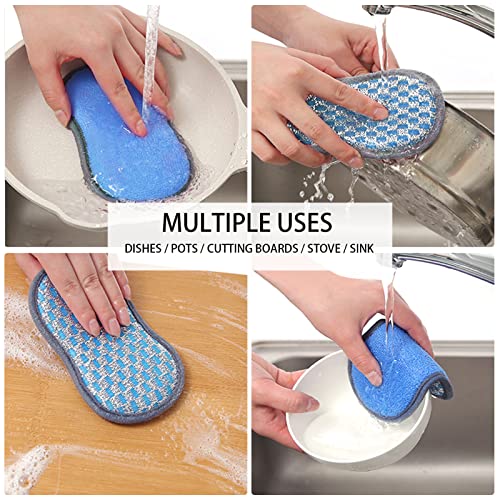 FYY (6 Pack) Scrub Sponges for Kitchen, Non-Scratch Scrub Sponges with Lanyard, Effortless Cleaning of Dishes, Pots and Pans All at Once, Multifunctional Magic Dishwashing Sponge