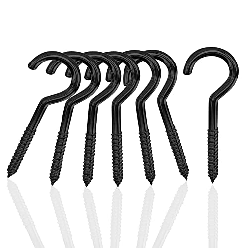 HNXAZG 1 Inch Screws Hooks Ceiling Cup Hook Ring Screws for Indoor Outdoor Plant Hangers, Hanging Lights and Wires, Black 120 Pcs