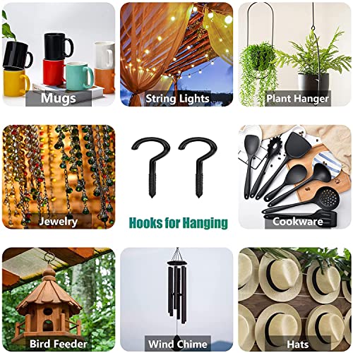 HNXAZG 1 Inch Screws Hooks Ceiling Cup Hook Ring Screws for Indoor Outdoor Plant Hangers, Hanging Lights and Wires, Black 120 Pcs