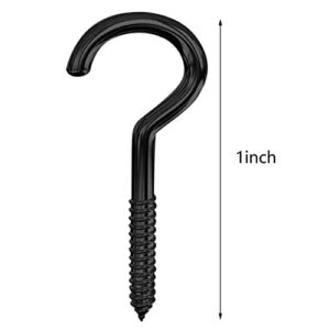 HNXAZG 1 Inch Screws Hooks Ceiling Cup Hook Ring Screws for Indoor Outdoor Plant Hangers, Hanging Lights and Wires, Black 120 Pcs