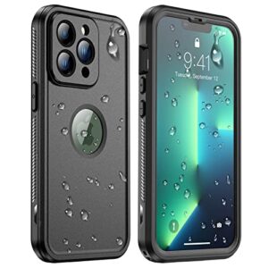 temdan [real 360 for iphone 13 pro max case waterproof, built-in 9h tempered glass camera lens & screen protector [dustproof] [dropproof][ip68 underwater] full-body shockproof phone case-black