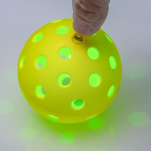 PickleStar LED Light Up Pickleball Balls, USAPA Standard Outdoor 40 Holes Yellow PickleBalls with Green Light 4 Pack LED Light Up Pickle Balls, Batteries Included…