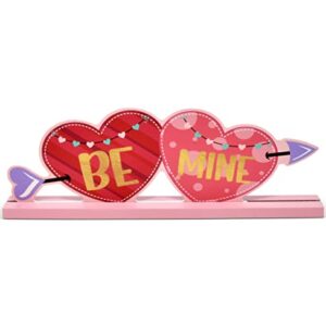 3 Valentines Day Wooden Table Decorations Valentine Centerpiece Pink Heart Love Tabletop Sign Valentine's Gift & Romantic Party Decor for Fireplace Mantle Shelf Office Desk Dining Room Kitchen & Home