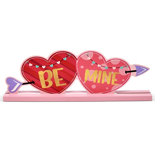 3 Valentines Day Wooden Table Decorations Valentine Centerpiece Pink Heart Love Tabletop Sign Valentine's Gift & Romantic Party Decor for Fireplace Mantle Shelf Office Desk Dining Room Kitchen & Home