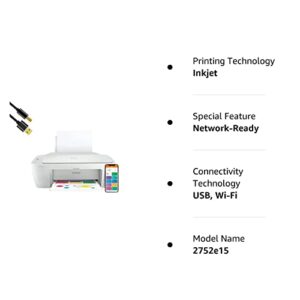 Bools H-P DeskJet 2752e Wireless All-in-One Color Inkjet Printer for Home, Office, Print, Copy, Scan, Wireless, USB Connectivity, Mobile Printing USB Printer Cable