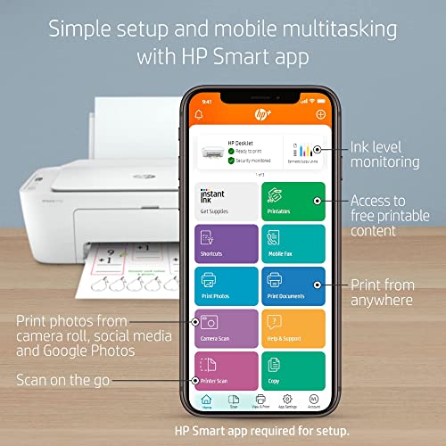 Bools H-P DeskJet 2752e Wireless All-in-One Color Inkjet Printer for Home, Office, Print, Copy, Scan, Wireless, USB Connectivity, Mobile Printing USB Printer Cable