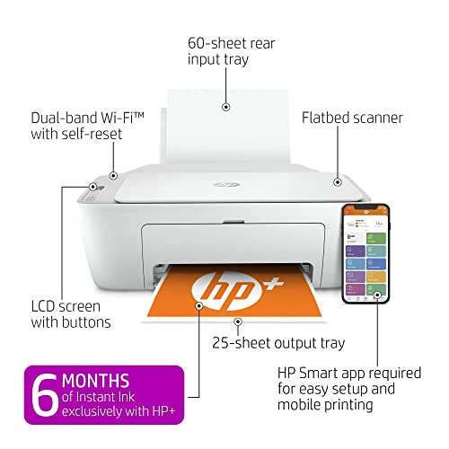 Bools H-P DeskJet 2752e Wireless All-in-One Color Inkjet Printer for Home, Office, Print, Copy, Scan, Wireless, USB Connectivity, Mobile Printing USB Printer Cable