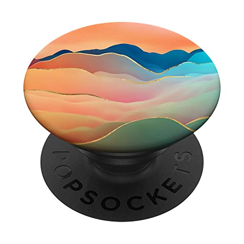 Mountains Abstract Pastel Design Outdoor Lovers on Peach PopSockets Swappable PopGrip