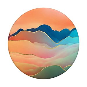 Mountains Abstract Pastel Design Outdoor Lovers on Peach PopSockets Swappable PopGrip