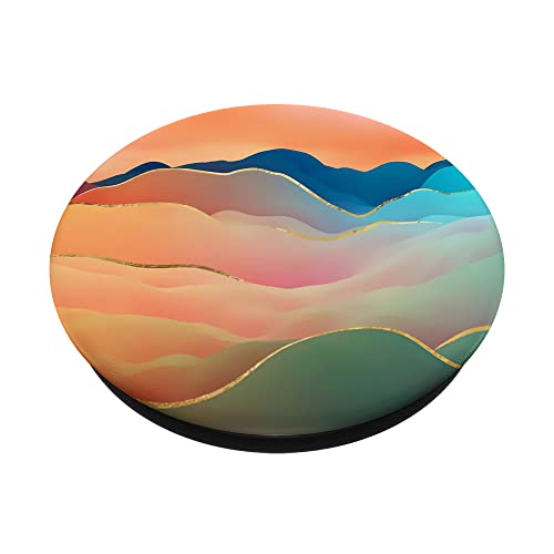 Mountains Abstract Pastel Design Outdoor Lovers on Peach PopSockets Swappable PopGrip