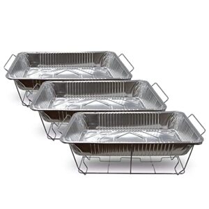 Nicole Fantini Chafing Dish Buffet Set Disposable | Servers and Warmers, Serving Kit Includes Fuel, Wire Racks, Foil Pans Full Size, 9x13 Aluminum Disposable, Utensils| 36 Pieces, Silver