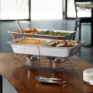 Nicole Fantini Chafing Dish Buffet Set Disposable | Servers and Warmers, Serving Kit Includes Fuel, Wire Racks, Foil Pans Full Size, 9x13 Aluminum Disposable, Utensils| 36 Pieces, Silver