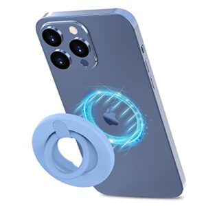 love 3000 magnetic phone ring holder stand for magsafe 360° rotation phone grip cell phone ring holder finger compatible with iphone 14/13/12 all smartphone accessories with metal ring - light blue