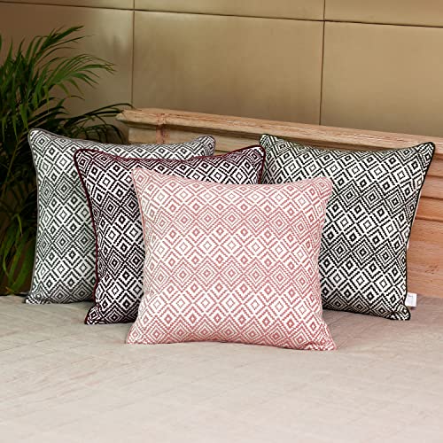 STITCH N STRING 12x20 Pack of 2 Blush White Embroidered Boho Decorative Bedroom Throw Pillows Covers for Bed & Couch Home Decor Cushion Cover