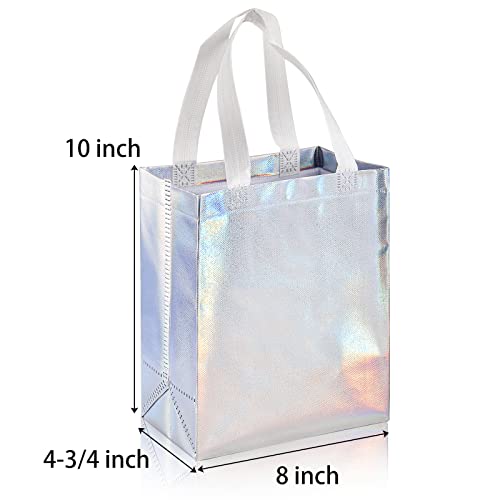 TOPZEA 40 Pack 10 x 8 Inch Glossy Reusable Grocery Bags, Non-woven Tote Shopping Bag with Handle, Bridesmaid Bags Stylish Foldable Gift Bag Goodie Bag for Small Business, Wedding, Party, Birthday